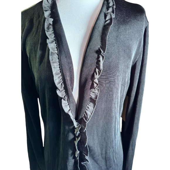 Coldwater Creek Black Ruffle Cardigan Travel Women Size Small - Picture 6 of 11
